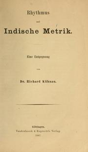 Cover of: Rhythmus und indische Metrik: eine Entgegnung.