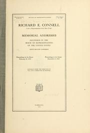 Cover of: Richard E. Connell (late a representataive from New York) Memorial addresses.