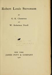 Cover of: Robert Louis Stevenson by Gilbert Keith Chesterton