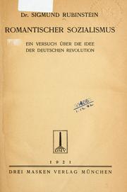 Romantischer Sozialismus by Sigmund Rubinstein