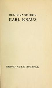 Cover of: Rundfräge über Karl Kraus.