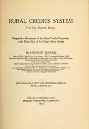 Cover of: Rural credits system for the United States by Herbert Myrick