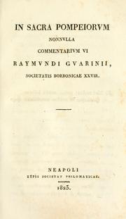 Cover of: In sacra Pompeiorum nonnulla: commentarium VI