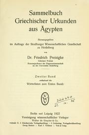 Cover of: Sammelbuch griechischer Urkunden aus Ägypten by herausgegeben im Auftrage der Wissenschaftlichen Gesellschaft in Strassburg von Friedrich Preisigke ... .