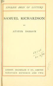 Cover of: Samuel Richardson. by Austin Dobson