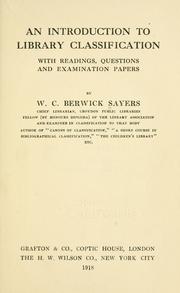 Cover of: An introduction to library classification by W. C. Berwick Sayers