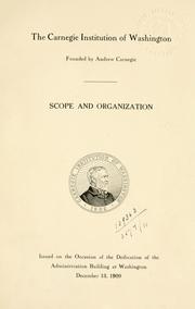 Cover of: Scope and organization.
