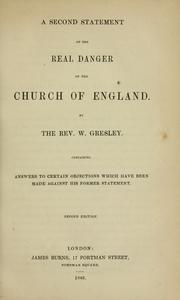 Cover of: A second statement of the real danger of the Church of England