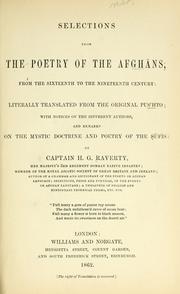 Cover of: Selections from the poetry of the Afghans: from the sixteenth to the nineteenth century