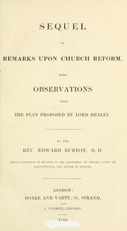 Cover of: Sequel to Remarks upon church reform: with observations upon the plan proposed by Lord Henley.