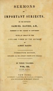 Cover of: Sermons on important subjects by Davies, Samuel
