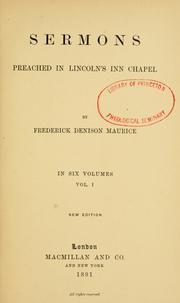 Cover of: Sermons preached in Lincoln's Inn Chapel.
