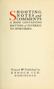 Cover of: Shooting notes and comments. | 