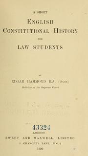 Cover of: A short English constitutional history for law students