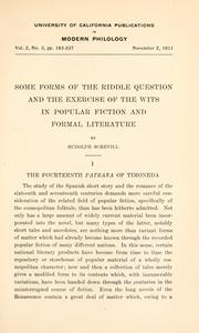 Cover of: Some forms of the riddle question and the exercise of the wits in popular fiction and formal literature