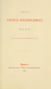 Cover of: Some French bibliographies by J. D. Osborne