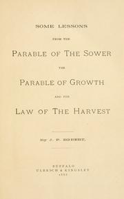 Cover of: Some lessons from the parable of the sower | J. P. Egbert