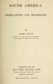 Cover of: South America by James Bryce