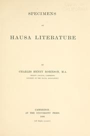Cover of: Specimens of Hausa literature by Robinson, Charles H.