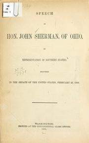 Cover of: Speech of Hon. John Sherman ...: on representation of southern states