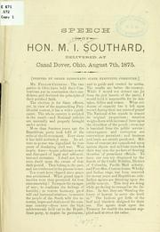 Cover of: Speech of Hon. M. I. Southard by Milton Isaiah Southard
