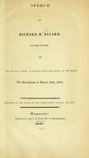 Cover of: Speech of Richard H. Bayard, of Delaware