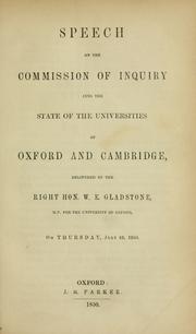 Cover of: Speech on the commission of inquiry into the state of the Universities of Oxford and Cambridge