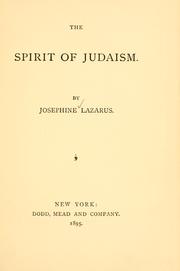 Cover of: The spirit of Judaism