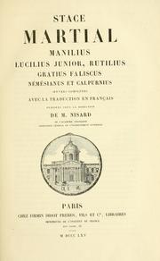Cover of: Stace, Martial, Manilius, Lucilius Junior, Rutilius, Gratius Faliscus, Némésianus et Calpurnius by 