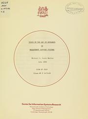 Cover of State of the art of research in management support systems