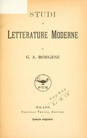 Cover of: Studi di letterature moderne.