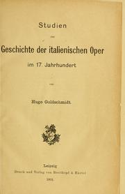 Cover of: Studien zur Geschichte der italienischen Oper im 17. Jahrhundert