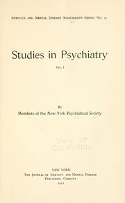 Cover of: Studies in psychiatry. | Psychiatrical society of New York.