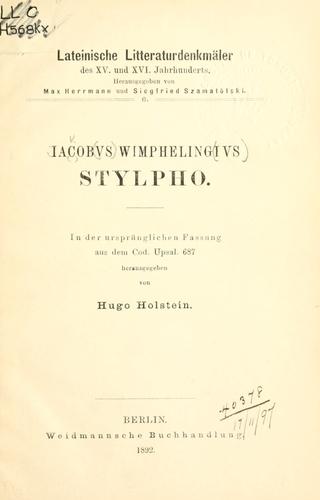 Stylpho. by Jakob Wimpheling