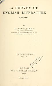 Cover of: A survey of English literature, 1780-1880. by Elton, Oliver