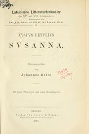Cover of: Susanna.: Hrsg. von Johannes Bolte.