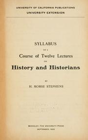 Cover of: Syllabus of a course of twelve lectures on history and historians