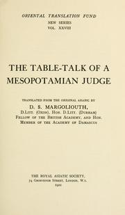 Cover of: The table-talk of a Mesopotamian judge by al-Muhassin ibn Ali Tanukhi