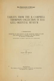 Cover of: Tablets from the R. Campbell Thompson collection in Haskell Oriental Museum ...