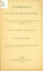 Cover of: Tax-exemption no excuse for spoliation: considerations in opposition to the petition