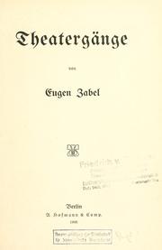 Cover of: Theaterg©Þnge.