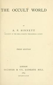 Cover of: The occult world ... by Alfred Percy Sinnett