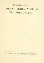 Cover of: Toskanische Maler im 18. Jahrhundert.