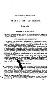 Trade guilds of Europe by United States. Bureau of Foreign Commerce