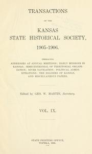 Cover of: Transactions of the Kansas State Historical Society. by Kansas State Historical Society.