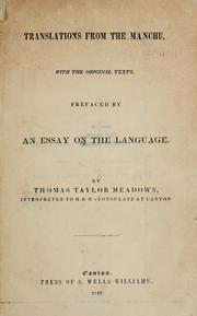 Cover of: Translations from the Manchu by Thomas Taylor Meadows