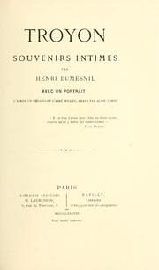 Cover of: Troyon: souvenirs intimes