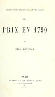 Cover of: Études économiques sur le XVIIIe siècle.: Les prix en 1790