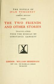 Cover of: The two friends, and other stories. by Ivan Sergeevich Turgenev
