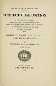 Cover of: Correct composition by Theodore Low De Vinne